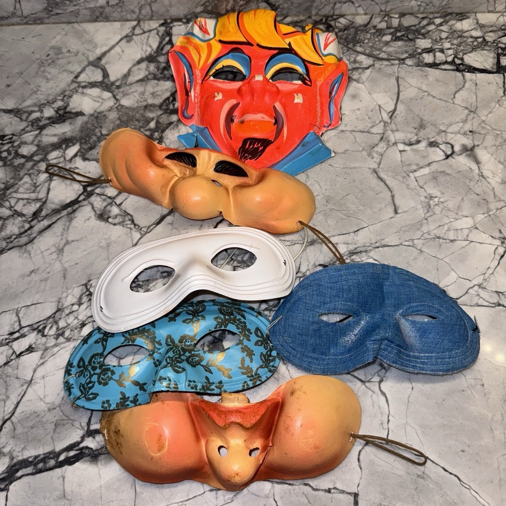 Vintage 1960s Halloween Mask Lot Plastic